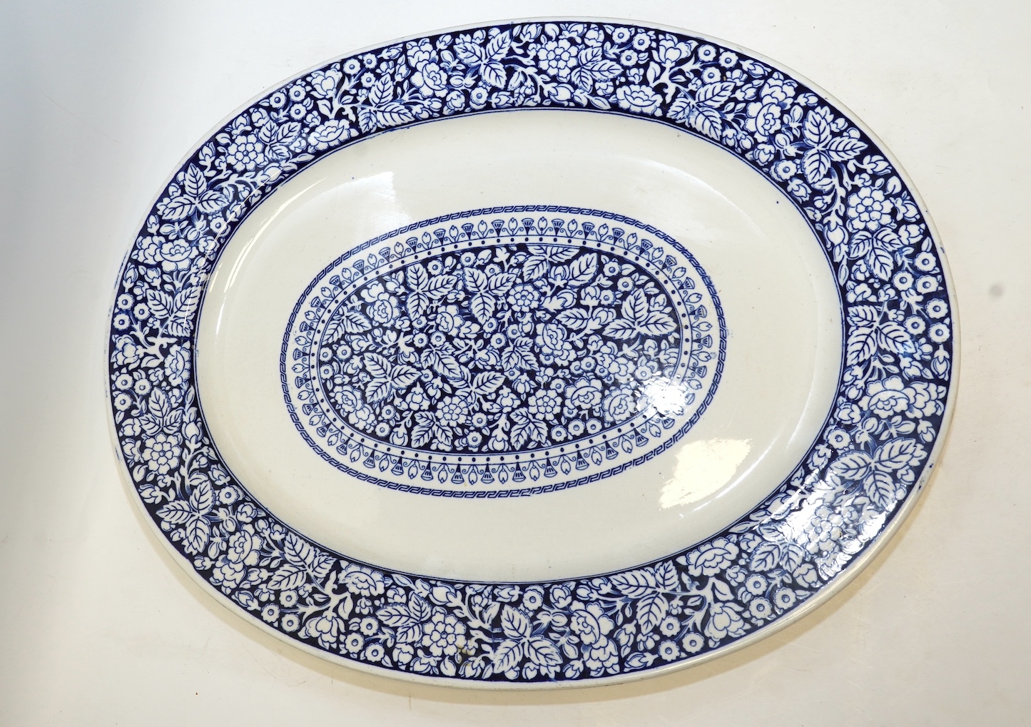 Brown, Westhead and Moore, a large Victorian blue and white meat dish, 55cm. Condition - good